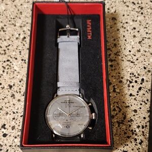 Silver and Black Watch with Gray Strap